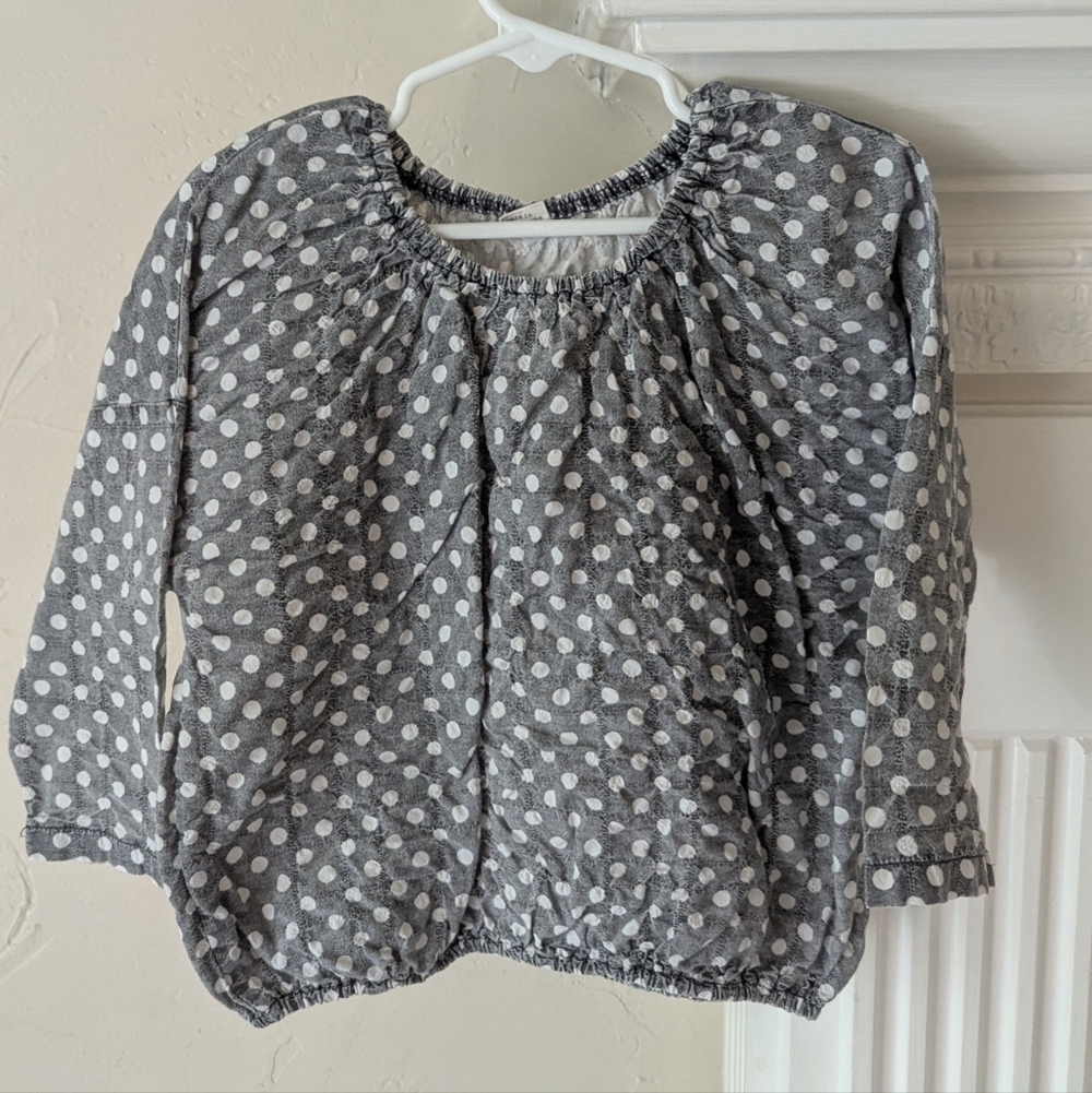 Nunubiel | Gray Polka Dot Blouse